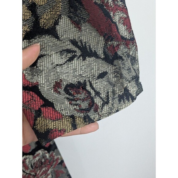 Chico's Long Beaded Floral Tapestry Metallic Jacket Blazer Floral Size Large - Picture 7 of 9